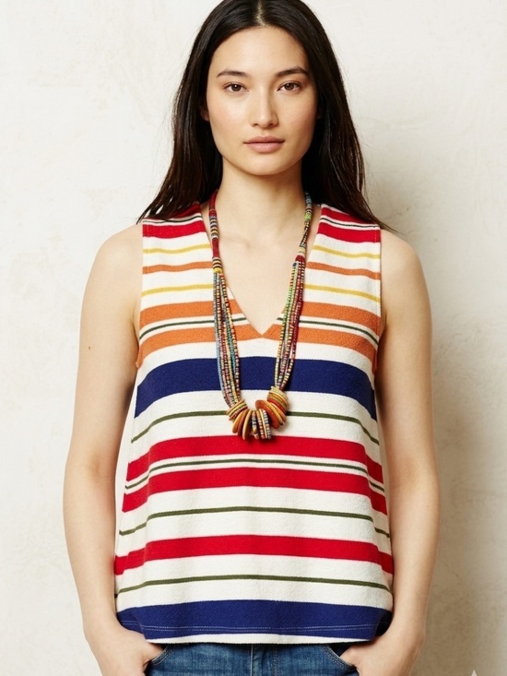 Anthropologie Postmark Monterey Colorful Striped Sleeveless Top Size Medium